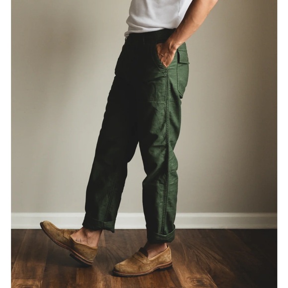 ORSLOW Regular Fit Fatigue Pants Army Green Mens Military Pockets Sz US XL - Picture 3 of 14